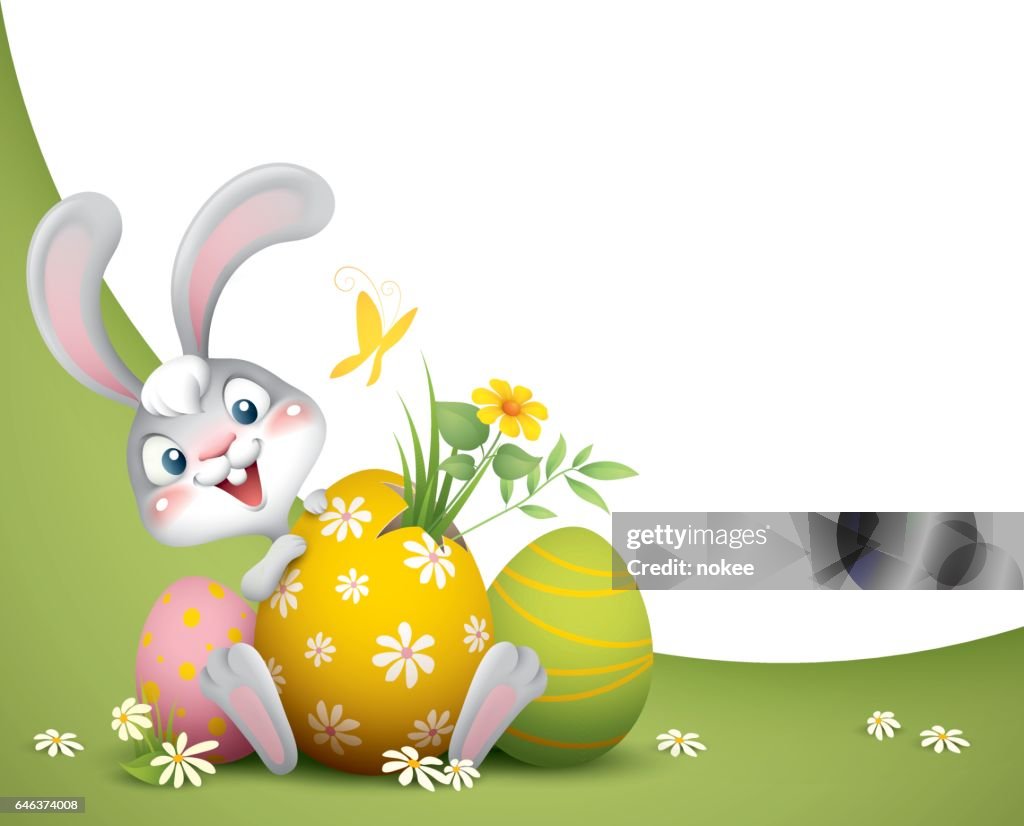 Easter Bunny With Big Eggs Background High-Res Vector Graphic - Getty Images
