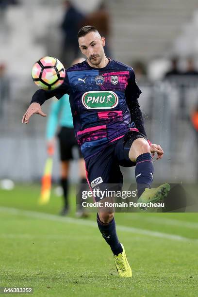 Diego Contento of Bordeaux in action during a French cup match between Bordeaux and Lorient at Stade Matmut Atlantique on February 28, 2017 in...