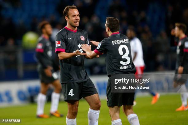 Hamburg, 21. Dezember 2013 - Fußball, 1. Bundesliga 2013/14, Hamburger SV - 1. FSV Mainz 05: Nikolce Noveski und Zdenek Pospech jubeln // © xim.gs,...