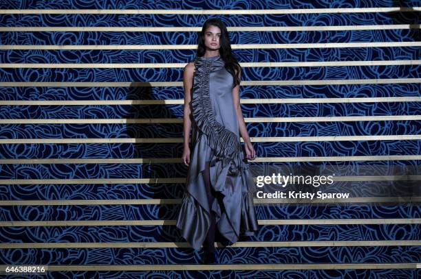 Model walks the runway during the Koche show as part of Paris Fashion Week Womenswear Fall/Winter 2017/2018 on February 28, 2017 in Paris, France.