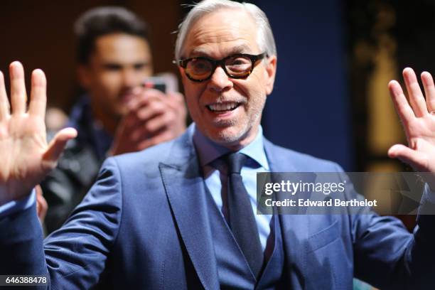 Tommy Hilfiger is seen, outside the Capsule Collection Tommy Hilfiger x Gigi Hadid, during Paris Fashion Week Womenswear Fall/Winter 2017/2018, on...