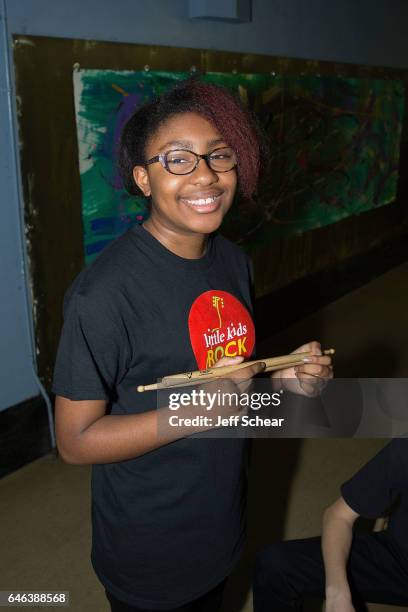 Student attends as Chicago Public School Announces Music Program Expansion With Little Kids Rock at Franklin Fine Arts Center Auditorium on February...