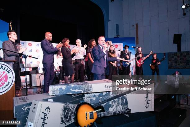 Performance at Chicago Public School Announces Music Program Expansion With Little Kids Rock at Franklin Fine Arts Center Auditorium on February 28,...