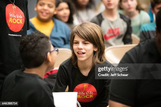 Student attends as Chicago Public School Announces Music Program Expansion With Little Kids Rock at Franklin Fine Arts Center Auditorium on February...