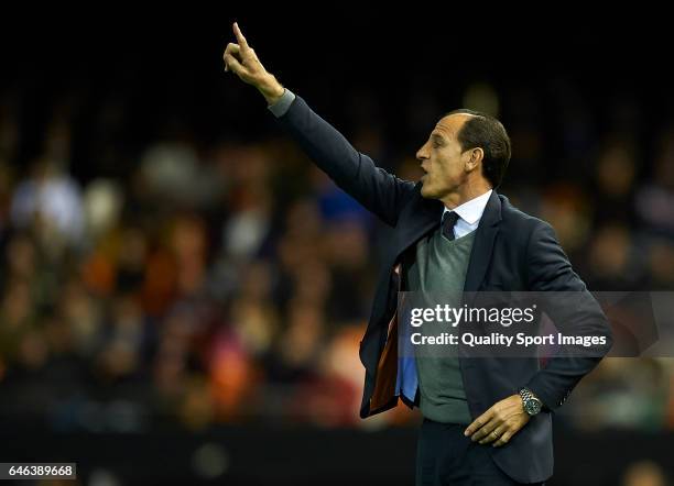 Valencia CF manager Salvador Gonzalez Voro reacts during the La Liga match between Valencia CF and CD Leganes at Mestalla Stadium on February 28,...