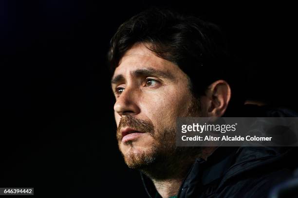 Head Coach of Real Betis Balompie Victor Sanchez del Amo looks on prior to the match of La Liga match between Malaga CF and Real Betis Balompie at La...