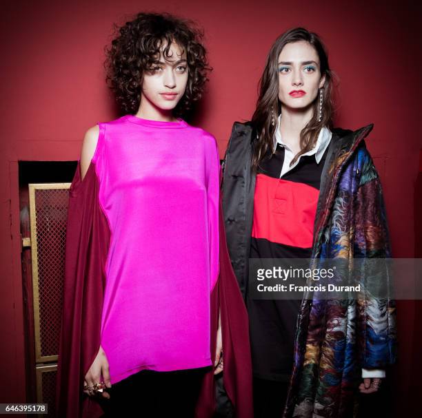 Models pose backstage before the Koche show as part of the Paris Fashion Week Womenswear Fall/Winter 2017/2018 on February 28, 2017 in Paris, France.