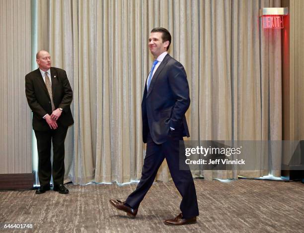 Donald Trump Jr. Arrives at a ceremony for the official opening of the Trump International Tower and Hotel on February 28, 2017 in Vancouver, Canada....