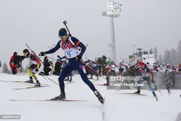 The XXII Winter Olympic Games 2014 in Sotchi, Olympics - Olympische Winterspiele Sotschi 2014, Men's 15km Mass Start Biathlon, Emil Hegle Svendsen /...