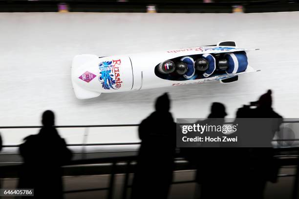 The XXII Winter Olympic Games 2014 in Sotchi, Olympics - Olympische Winterspiele Sotschi 2014, Four-man Bobsleigh Heat 2, Alexander Kasjanov, Ilvir...