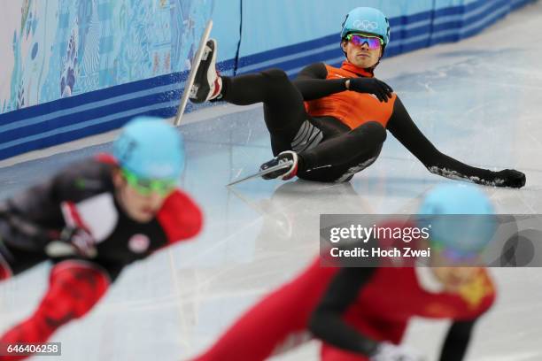 The XXII Winter Olympic Games 2014 in Sotchi, Olympics - Olympische Winterspiele Sotschi 2014, Men's 500m Querterfinals Short Track, Freek Van Der...