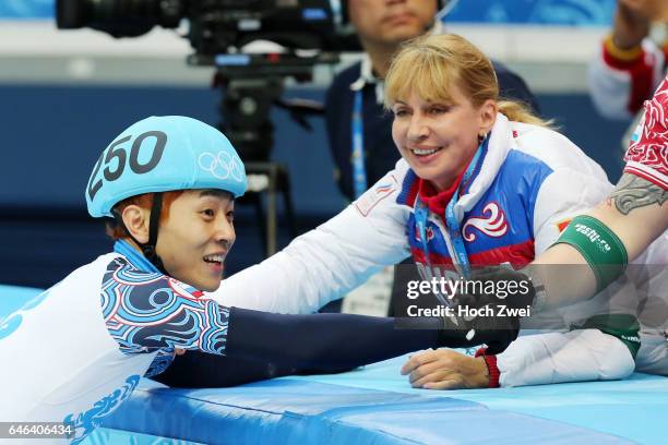 The XXII Winter Olympic Games 2014 in Sotchi, Olympics - Olympische Winterspiele Sotschi 2014, Men's 500m Short Track Finals, Victor An / RUS,...