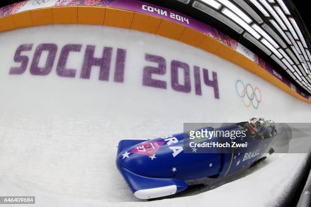 The XXII Winter Olympic Games 2014 in Sotchi, Olympics - Olympische Winterspiele Sotschi 2014, Four-man Bobsleigh Heat 2, Edson Bindilatti, Odirlei...