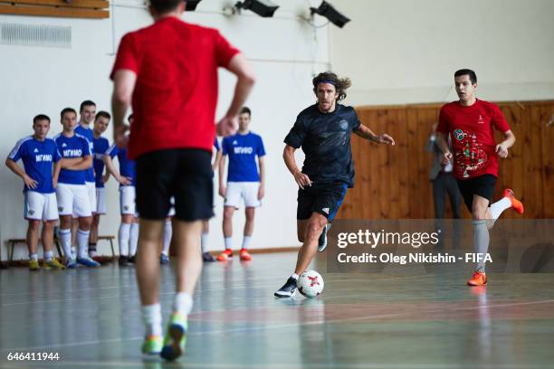 Legend Carles Puyol visits FIFA Confederations Cup 2017 and 2018 FIFA World Cup Russia volunteers center in Moscow and takes part in exhibition...