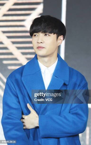 Singer and actor Lay arrives at the red carpet of Tmall Beauty Awards on February 28, 2017 in Shanghai, China.