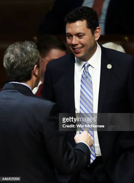 Rep. Jason Chaffetz arrives to a joint session of the U.S. Congress with U.S. President Donald Trump on February 28, 2017 in the House chamber of the...