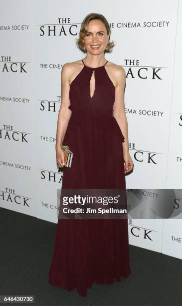 Actress Radha Mitchell attends the world premiere of "The Shack" hosted by Lionsgate at Museum of Modern Art on February 28, 2017 in New York City.