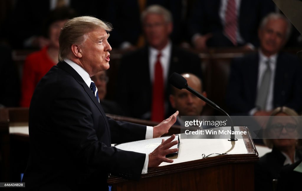Donald Trump Delivers Address To Joint Session Of Congress