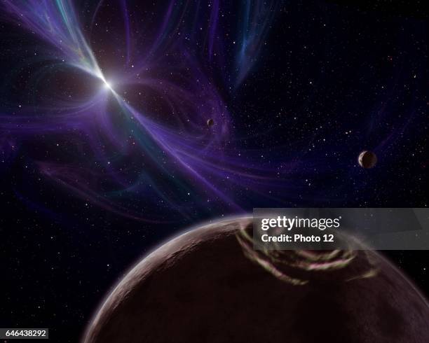 An artist's concept depicting the pulsar planet system.