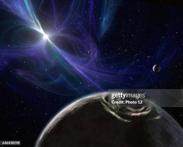 An artist's concept depicting the pulsar planet system.