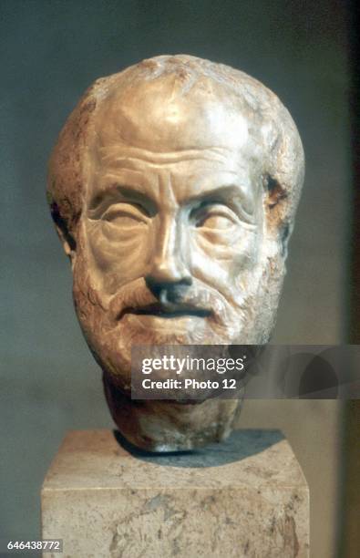 Aristotle Ancient Greek philosopher and scientist Portrait bust.