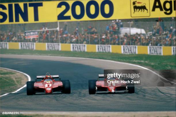 Formel 1, Grand Prix San Marino 1982, Imola, Didier Pironi, Ferrari 126C2 Gilles Villeneuve, Ferrari 126C2 www.hoch-zwei.net , copyright: HOCH ZWEI /...