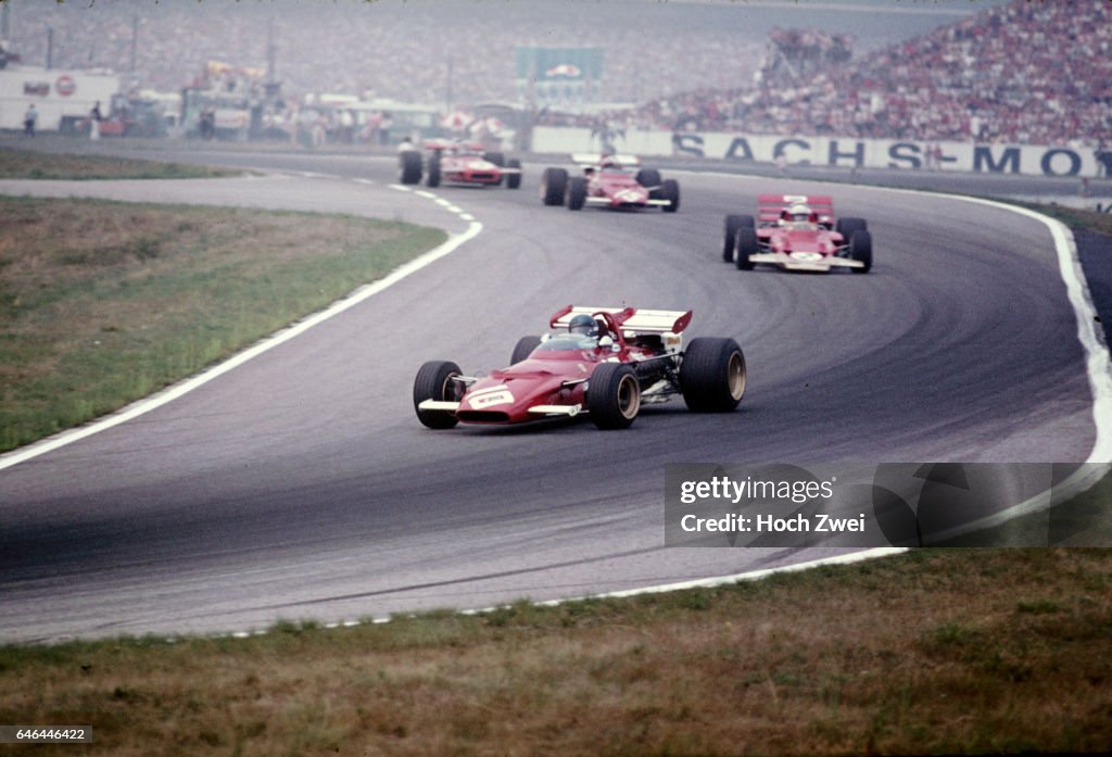 Formel 1, Grand Prix Deutschland 1970, Hockenheimring, 02.08.1970 Jacky Ickx, Ferrari 312B Jochen Rindt, Lotus-Ford 72 C