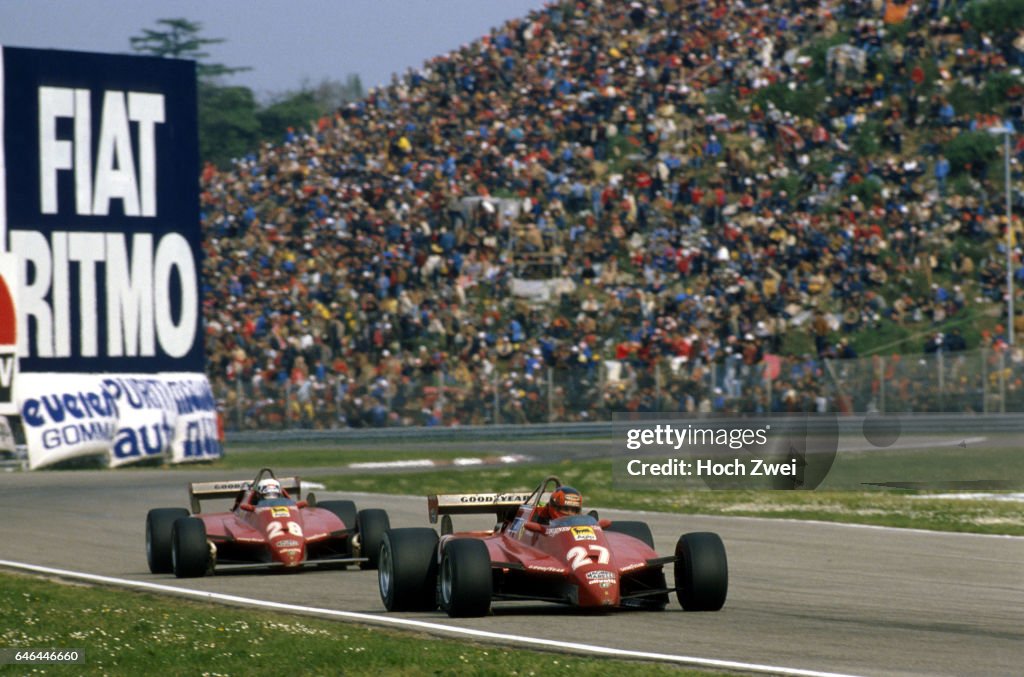 Formel 1, Grand Prix San Marino 1982, Imola, 25.04.1982 Gilles Villeneuve, Ferrari 126C2 Didier Pironi, Ferrari 126C2 ww