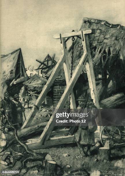 Bomb damage to a house in the hamlet of Margny-aux-Cerises, near Roye. World War I 1917.