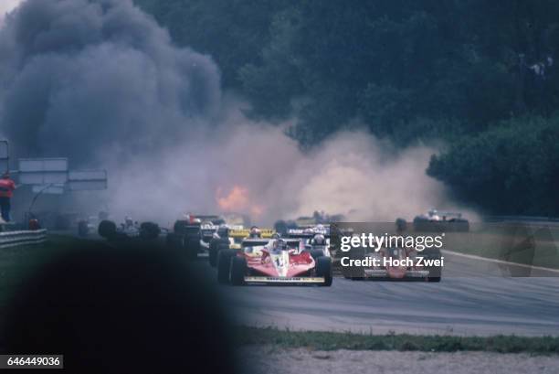 Formel 1, Grand Prix Italien 1978, Monza, Start Gilles Villeneuve, Ferrari 312T3 Niki Lauda, Brabham-Alfa Romeo BT46 Mario Andretti, Lotus-Ford 79...