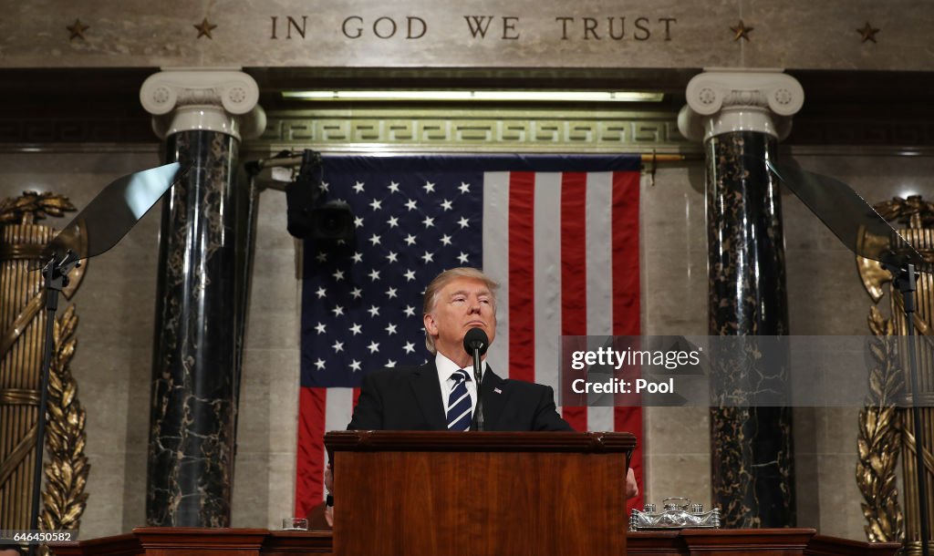 Donald Trump Delivers Address To Joint Session Of Congress