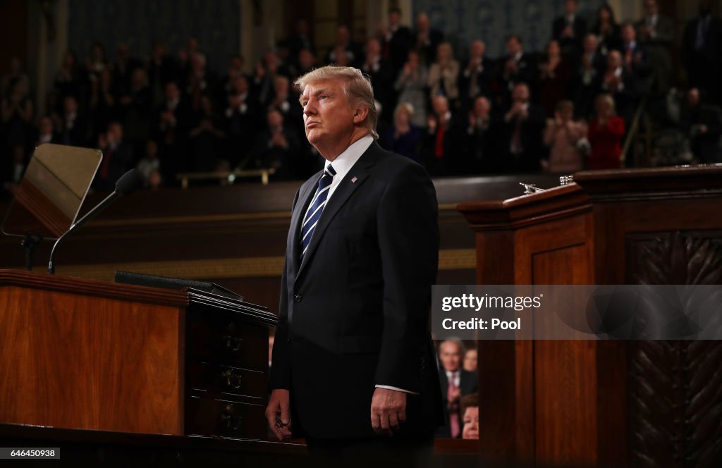 Donald Trump Delivers Address To Joint Session Of Congress