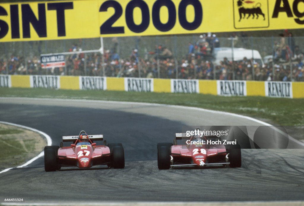 Formel 1, Grand Prix San Marino 1982, Imola, 25.04.1982 Didier Pironi, Ferrari 126C2 Gilles Villeneuve, Ferrari 126C2 ww