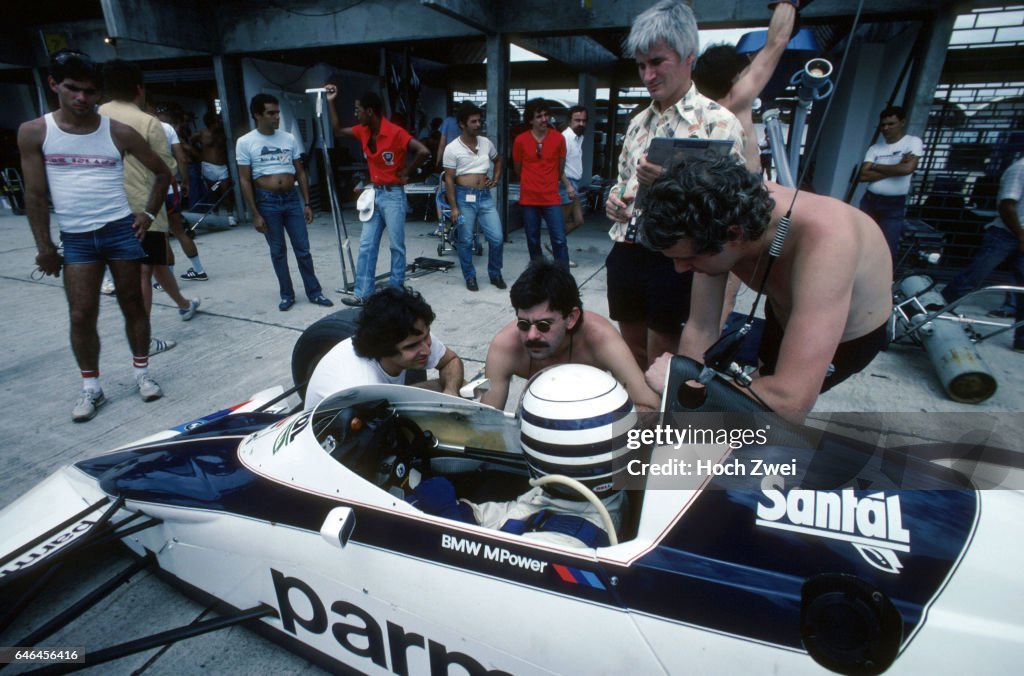 Formel 1, Grand Prix Brasilien 1983, Jacarepagua, Rio de Janeiro, 13.03.1983 Boxengasse, Brabham-Box Riccardo Patrese, B
