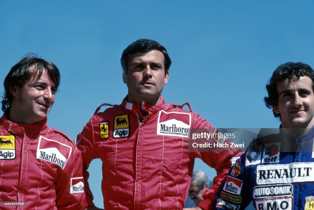 Formel 1, Grand Prix Brasilien 1983, Jacarepagua, Rio de Janeiro, 13.03.1983 Fotoshooting franzoesische F1-Fahrer Rene A