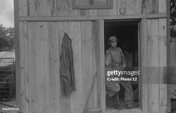 Dwellers in Circleville's 'Hooverville,' central Ohio. 1938 Summer.