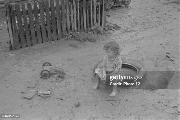 Child dwellers in Circleville's 'Hooverville,' central Ohio. 1938 Summer.