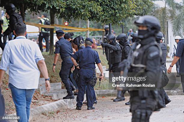 Siti Aisyah one of the suspect arrives under heavy security presence at Sepang Magistrate Court on March 1st 2017 in Sepang, Selangor. Kim Jong-nam,...