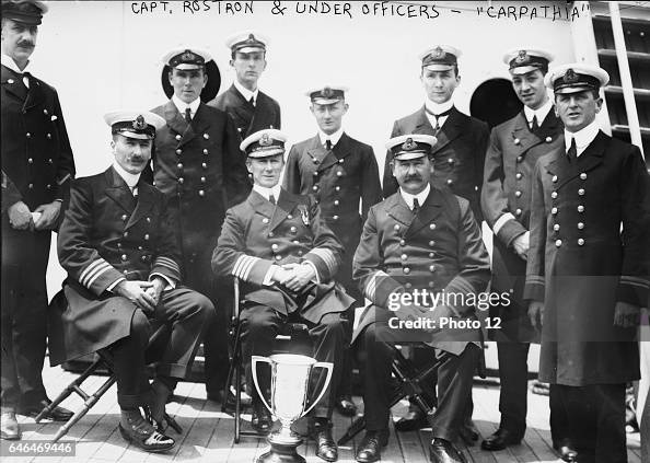 Captain Arthur Rostron and under officers of RMS Carpathia