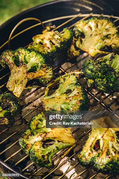 grilled broccoli - grilled vegetables stock pictures, royalty-free photos & images