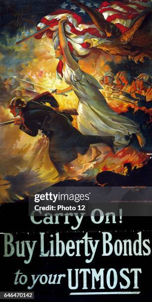 "Carry on! Buy Liberty Bonds to your UTMOST" American World War I Poster, designed by Edwin Howland Blashfield.