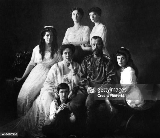 Nicholas II , Tsar of Russia 1894-1917, with his wife and children, including the Tsarevich Alexi who suffered from Haemophilia.