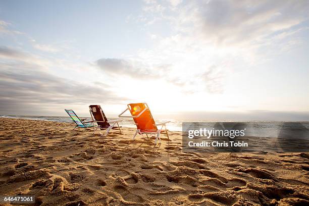 chairs on the beach - ocean city maryland stock pictures, royalty-free photos & images