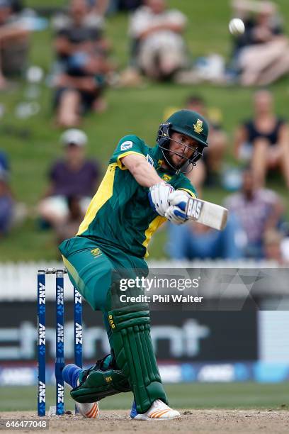 Wayne Parnell of South Africa bats during game four of the One Day International series between New Zealand and South Africa at on March 1, 2017 in...