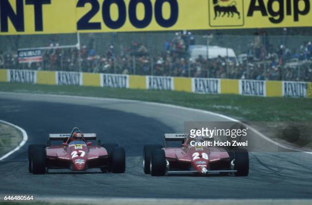 Formel 1, Grand Prix San Marino 1982, Imola, Didier Pironi, Ferrari 126C2 Gilles Villeneuve, Ferrari 126C2 www.hoch-zwei.net , copyright: HOCH ZWEI /...