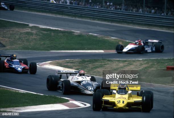 Formel 1, Grand Prix Italien 1980, Imola, Keke Rosberg, Fittipaldi-Ford F8 Eddie Cheever, Osella-Ford FA1 Derek Daly, Tyrrell-Ford 010 Jan Lammers,...