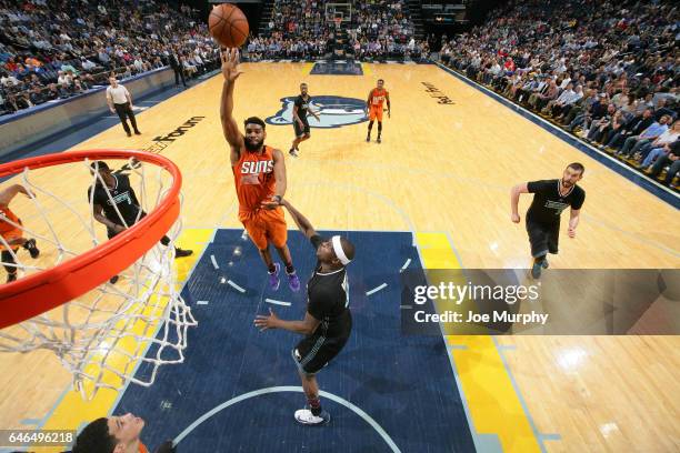 Alan Williams of the Phoenix Suns shoots the ball against the Memphis Grizzlies during the game on February 28, 2017 at FedExForum in Memphis,...