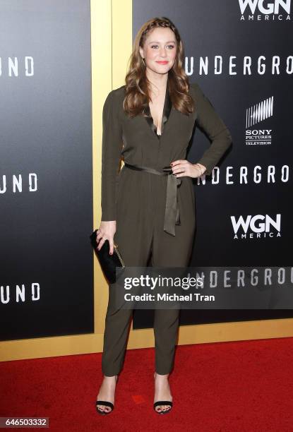 Julianna Guill arrives at WGN America's "Underground" season 2 held at Westwood Village on February 28, 2017 in Los Angeles, California.