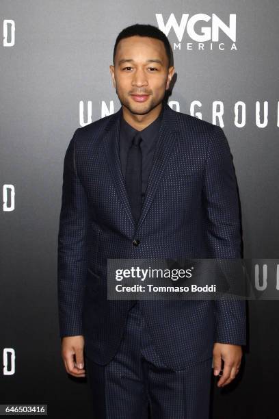 John Legend attends the premiere of WGN America's "Underground" Season 2 held at the Westwood Village on February 28, 2017 in Los Angeles, California.