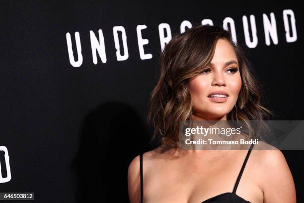Chrissy Teigen attends the premiere of WGN America's "Underground" Season 2 held at the Westwood Village on February 28, 2017 in Los Angeles,...